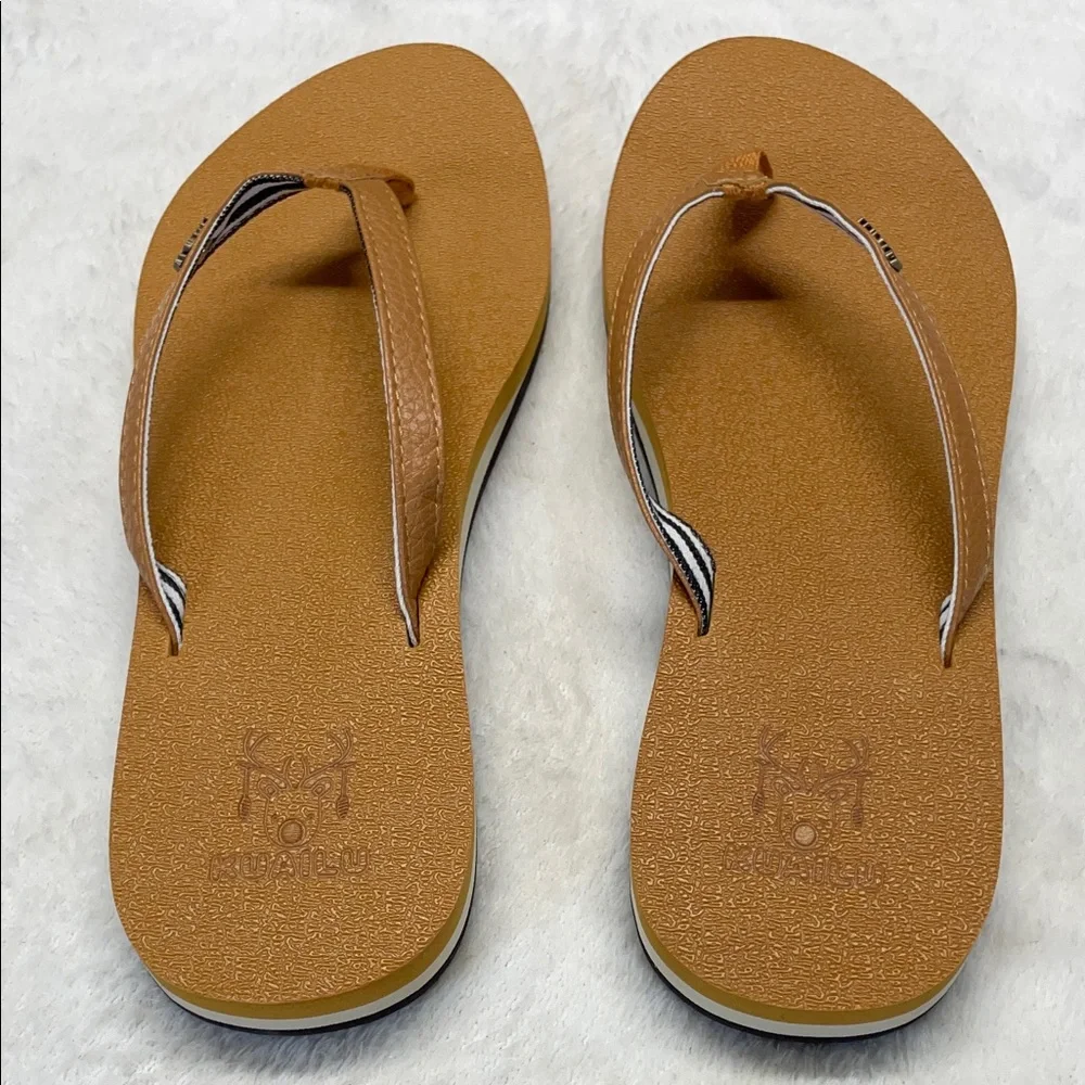 kiailu Orange Sandals with‎ Modern Clear Straps